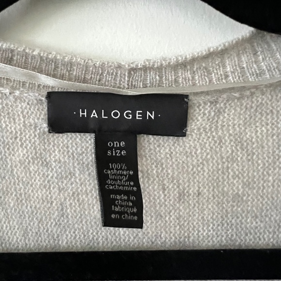 Halogen One Size Gray Open Front 100% Cashmere 3/4 Sleeve Cardigan - Picture 3 of 10